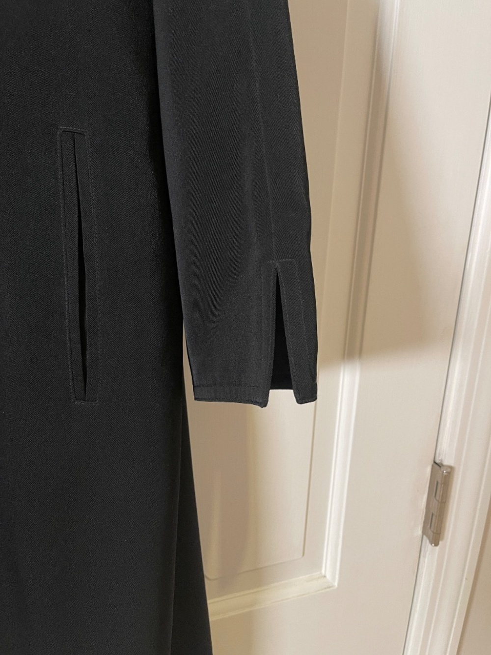 Four seasons london black long trench coat women M - Picture 4 of 12
